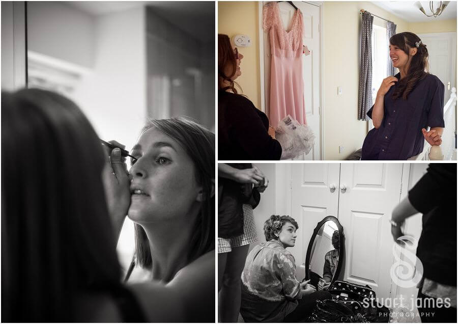 Relaxed unobtrusive photos at home of morning preparations before wedding at The Barns in Cannock by Stafford Wedding Photographer Stuart James