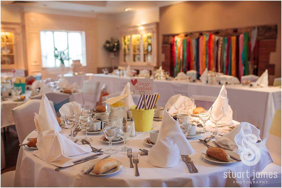 Wedding photos of the room setting and details at The Barns in Cannock by Cannock Wedding Photographer Stuart James