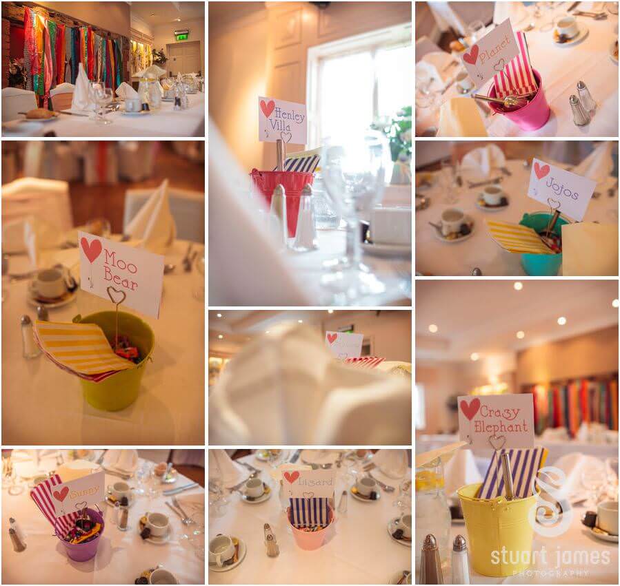 Wedding photos of the room setting and details at The Barns in Cannock by Cannock Wedding Photographer Stuart James