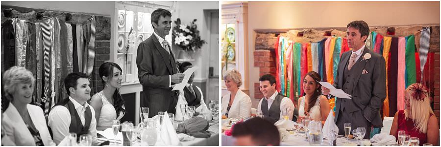 Father of the Bride enjoying his speech at The Barns in Cannock by Reportage Wedding Photographer Stuart James