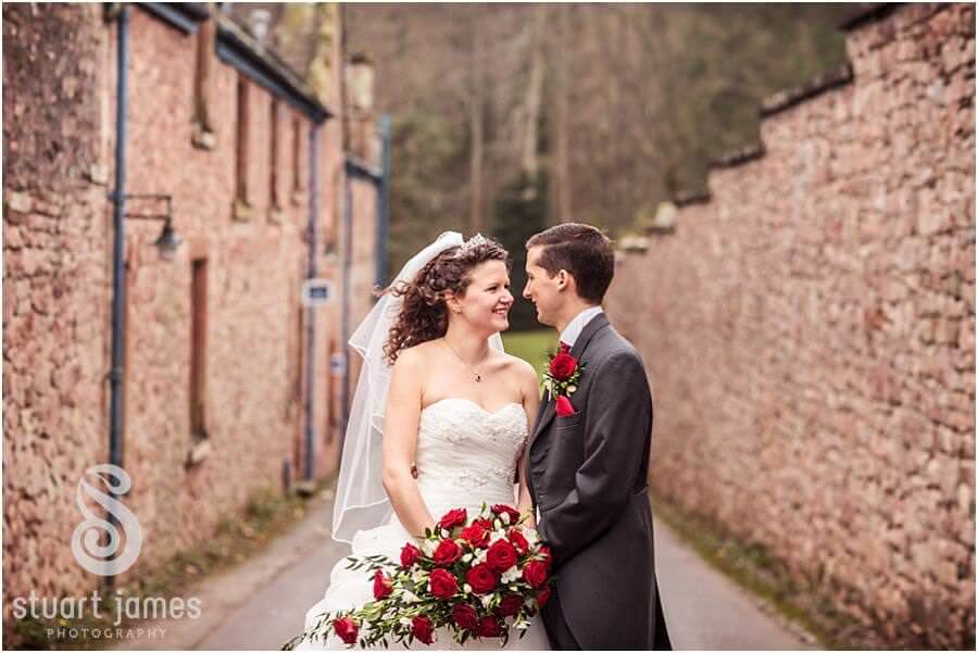Creative contemporary wedding portraits around grounds at Muncaster Castle in Ravenglass by Cumbria Wedding Photographer Stuart James