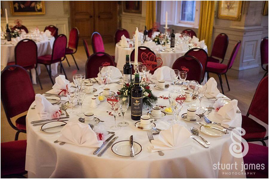 Beautiful wedding breakfast room setting at Muncaster Castle in Ravenglass by Documentary Wedding Photographer Stuart James