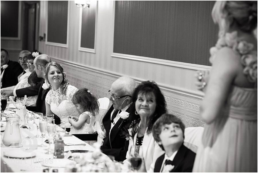 Reportage photos of speeches and guest reactions at The Fairlawns in Aldridge by Walsall Wedding Photographer Stuart James