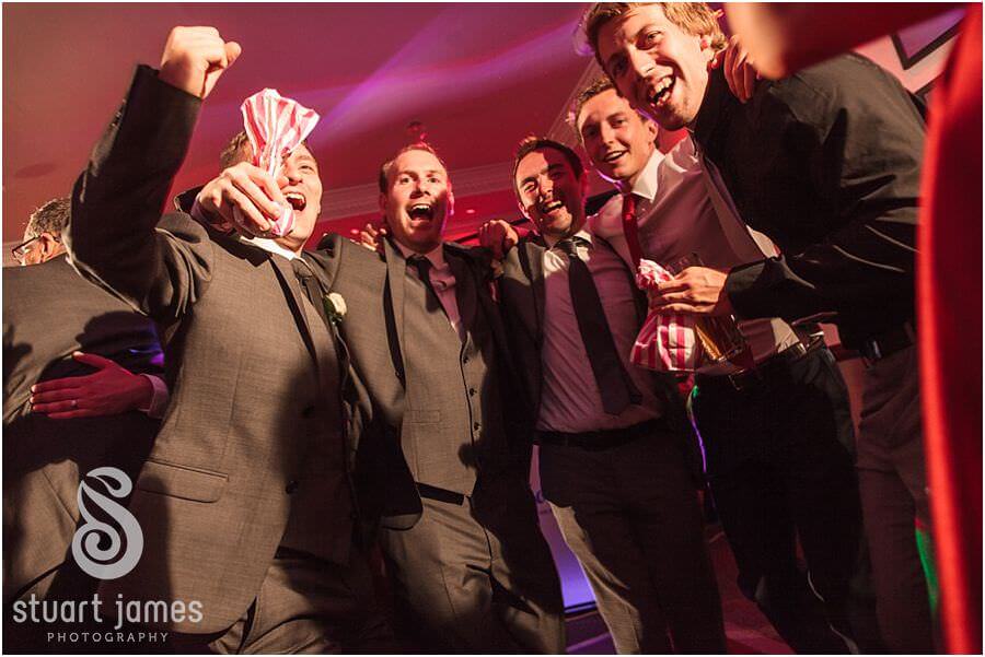 Fantastic evening photos of great party atmosphere at The Moat House in Acton Trussell photographs by Staffordshire Wedding Photographer Stuart James