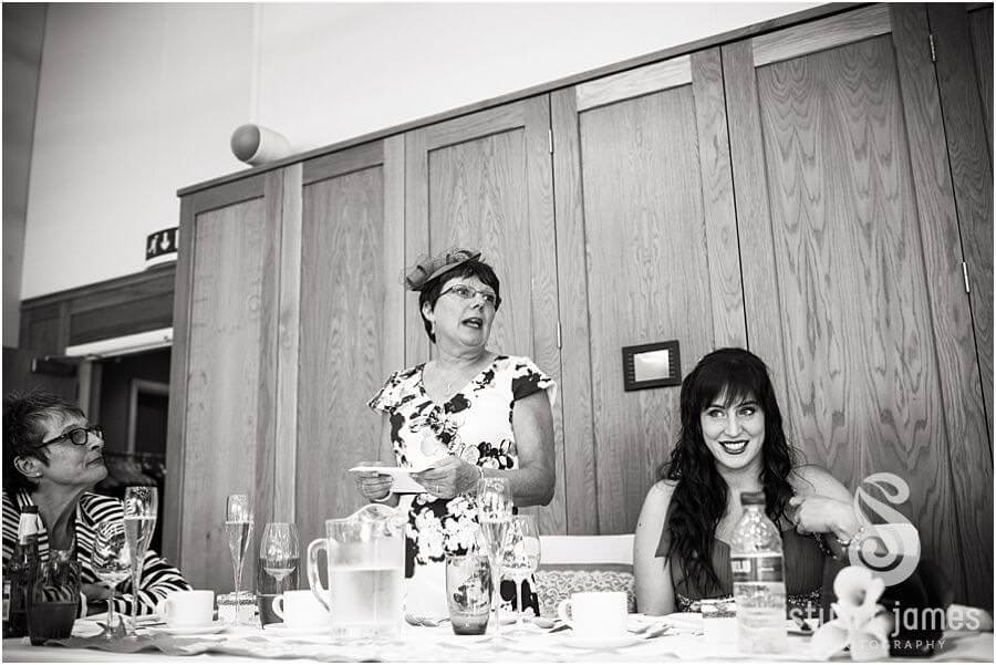 Candid creative photographs of speeches and guest reactions at Twycross Zoo in Atherstone by Warwickshire Wedding Photographer Stuart James