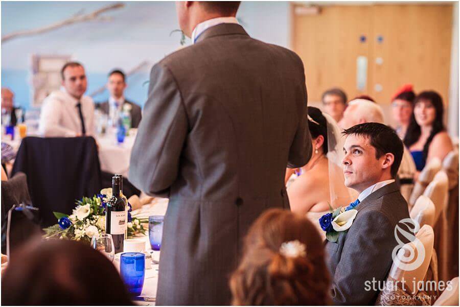 Reportage photography of the speeches and wedding breakfast at Twycross Zoo in Atherstone by Warwickshire Wedding Photographer Stuart James
