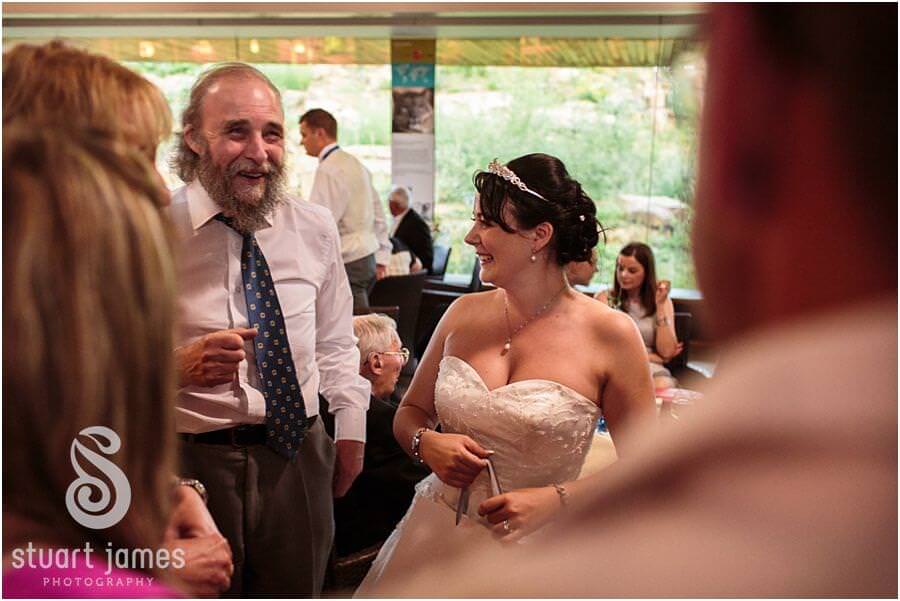 Creative wedding photography of evening reception and party at Twycross Zoo in Atherstone by Warwickshire Wedding Photographer Stuart James