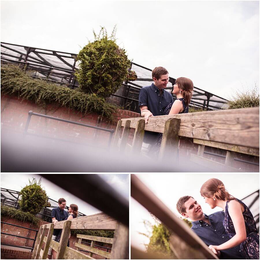 Creative modern portraits of stunning couple in Victoria Park in Stafford ahead of their Stafford wedding by Staffordshire Portrait and Wedding Photographer Stuart James