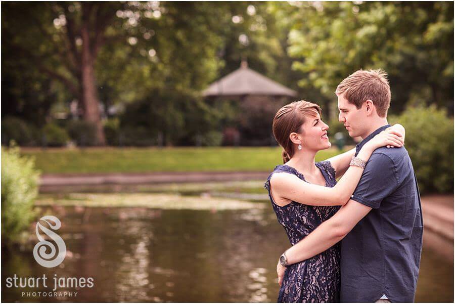 Engagement portraits by Stafford Wedding Photographer Stuart James of stunning young couple in Victoria Park in Stafford ahead of their Stafford wedding