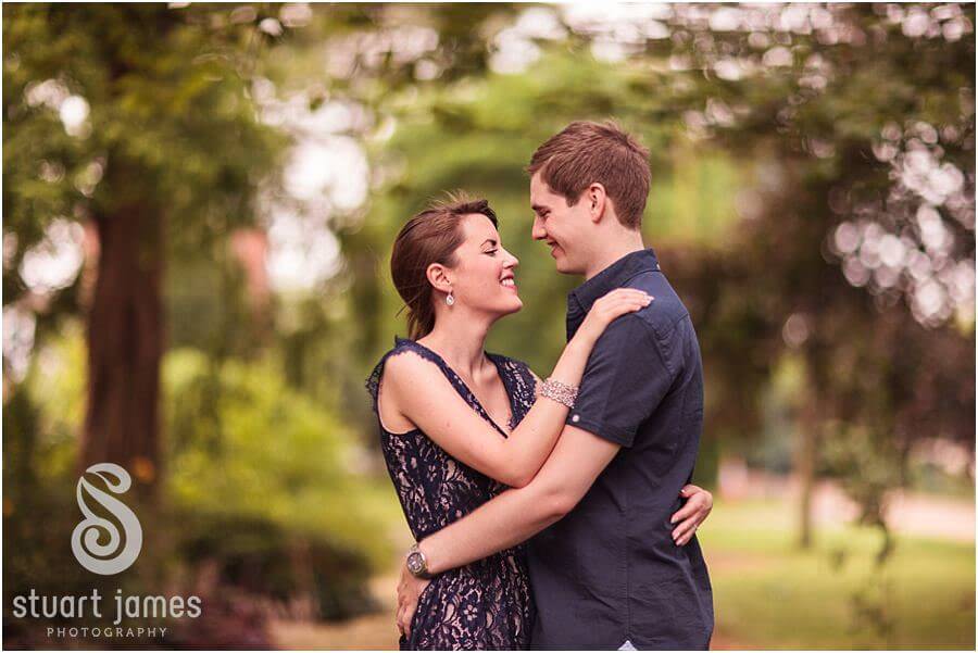 Engagement portraits by Stafford Wedding Photographer Stuart James of stunning young couple in Victoria Park in Stafford ahead of their Stafford wedding