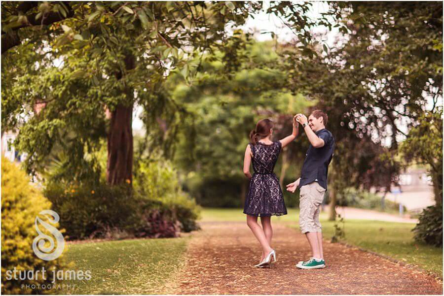 Creative modern portraits of stunning couple in Victoria Park in Stafford ahead of their Stafford wedding by Staffordshire Portrait and Wedding Photographer Stuart James