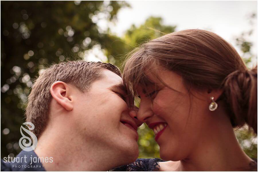Creative modern portraits of stunning couple in Victoria Park in Stafford ahead of their Stafford wedding by Staffordshire Portrait and Wedding Photographer Stuart James
