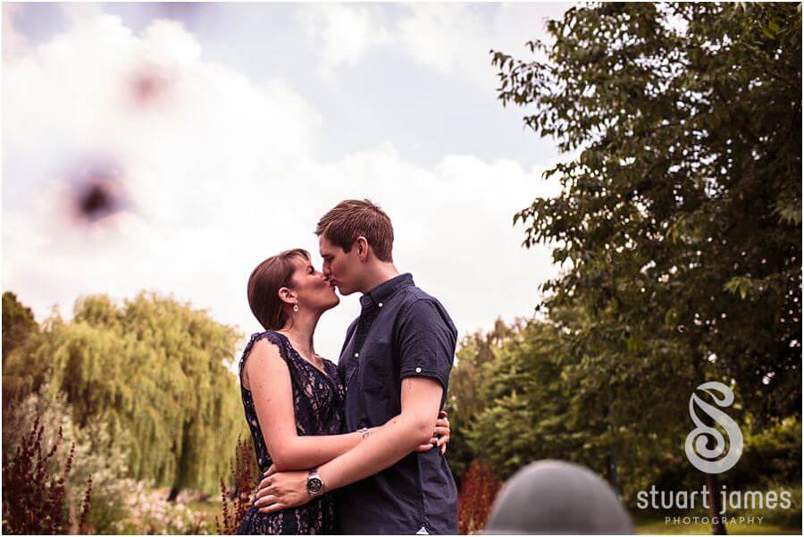 Creative modern portraits of stunning couple in Victoria Park in Stafford ahead of their Stafford wedding by Staffordshire Portrait and Wedding Photographer Stuart James