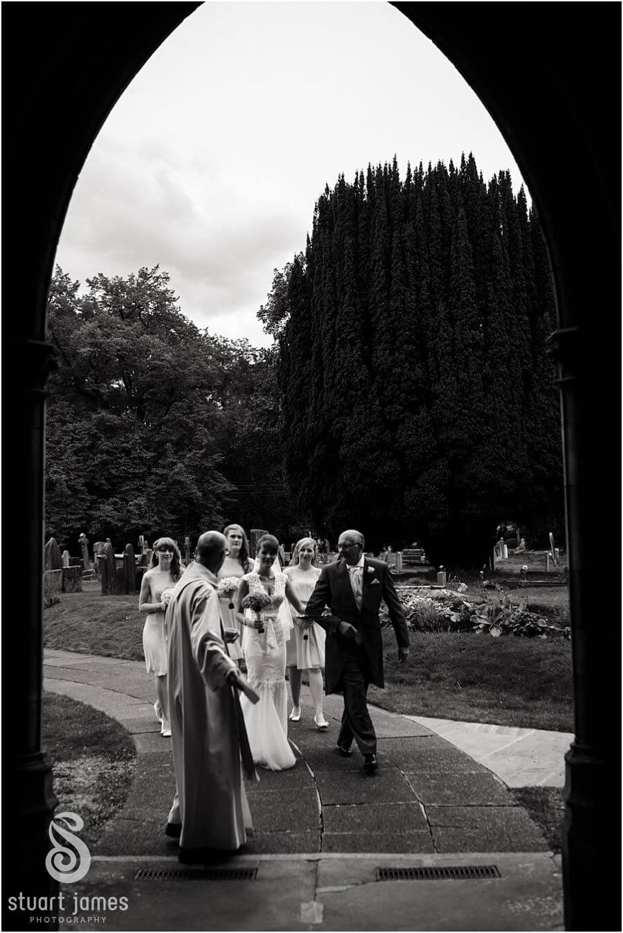 Wedding photography of the arrivals and ceremony at Eccleshall Church near Stafford by Eccleshall Wedding Photographer Stuart James
