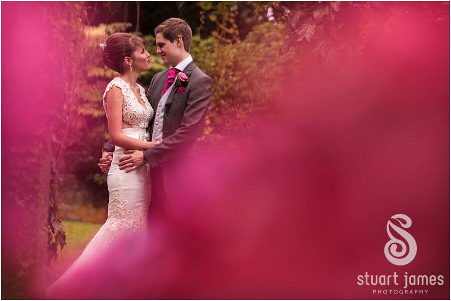 Unobtrusive and creative wedding portraits of Bride and Groom at Sandon Hall near Stafford by Stafford Wedding Photographer Stuart James