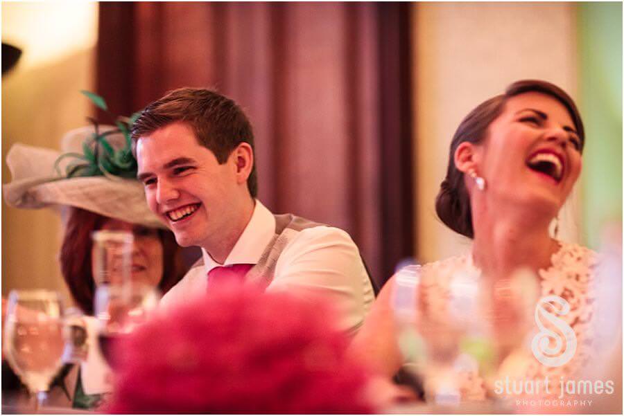 Photographs of the fabulous speeches and reactions at Sandon Hall near Stafford by Stafford Wedding Photographer Stuart James