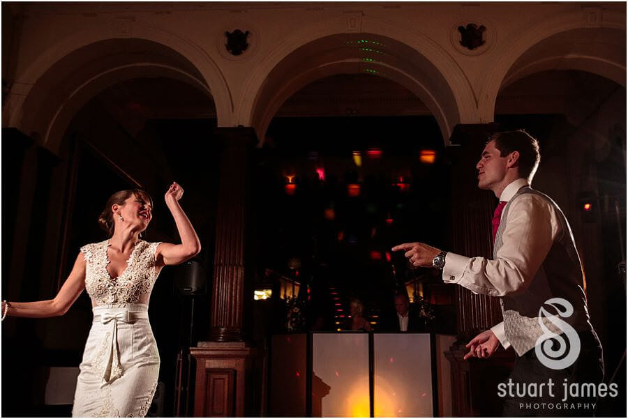 Reportage photographs capturing the fun of the dancing at Sandon Hall near Stafford by Stafford Wedding Photographer Stuart James
