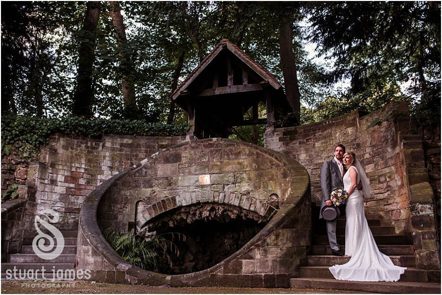 Creating beautiful unobtrusive portraits of Bride and Groom arounds the grounds at Moor Hall near Sutton Coldfield by Sutton Coldfield Reportage Wedding Photographer Stuart James