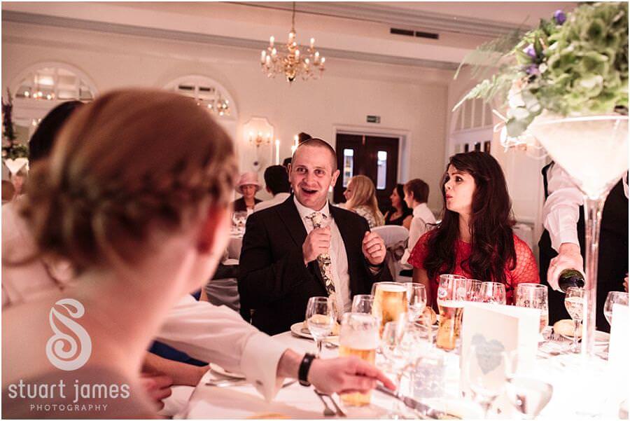 Relaxed wedding breakfast perfect for guests to enjoy their day at Moor Hall near Sutton Coldfield by Sutton Coldfield Reportage Wedding Photographer Stuart James