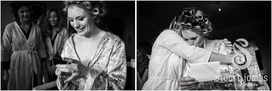 Natural photographs that capture the emotion during the morning preparations at Sandon Hall in Stafford by Staffordshire Reportage Wedding Photographer Stuart James
