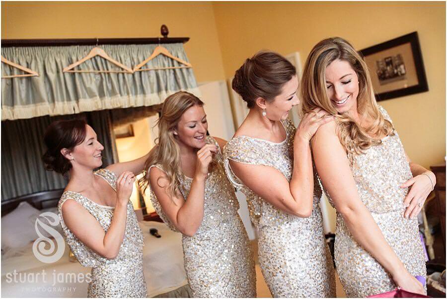 Natural photographs that capture the fun and emotion of the wedding morning at Sandon Hall in Stafford by Staffordshire Reportage Wedding Photographer Stuart James