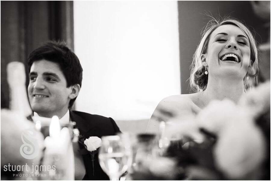 Capturing the speeches and the fabulous reactions of bridal party and guests at Sandon Hall in Stafford by Staffordshire Reportage Wedding Photographer Stuart James