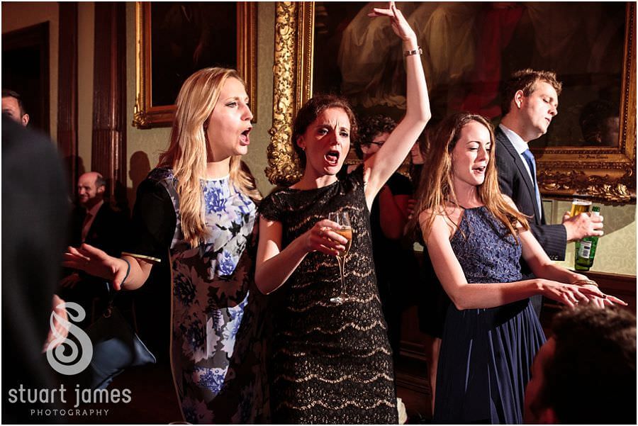 Wedding photos that capture the fun of the dancing and party at Sandon Hall in Stafford by Staffordshire Reportage Wedding Photographer Stuart James
