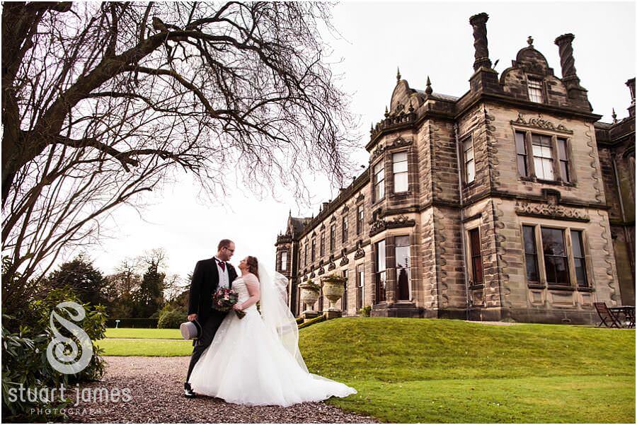 Beautiful portraits of Bride and Groom around the grounds at Sandon Hall in Stafford by Stafford Wedding Photographer Stuart James