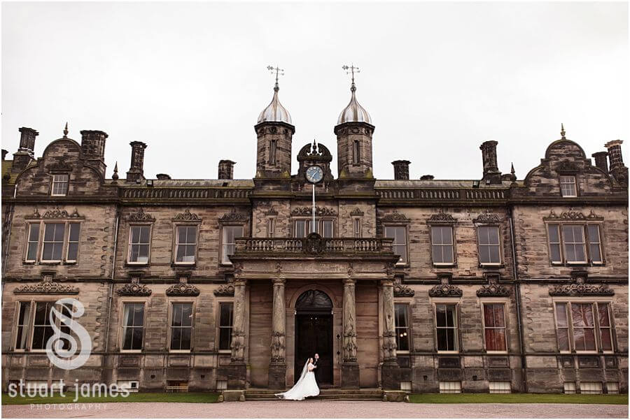 Beautiful portraits of Bride and Groom around the grounds at Sandon Hall in Stafford by Stafford Wedding Photographer Stuart James