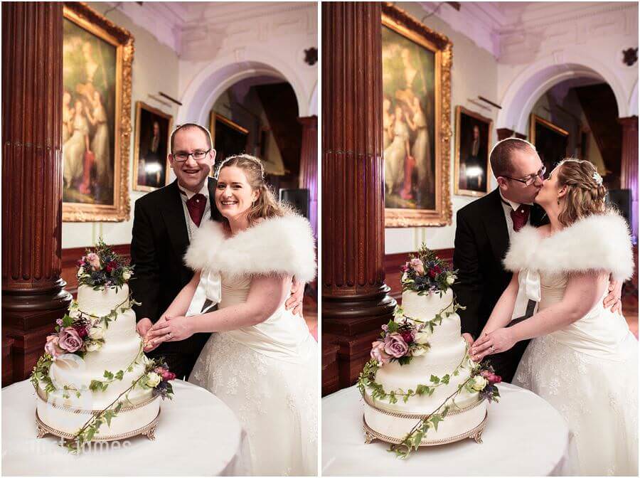 Wedding cake at Sandon Hall in Stafford by Award Winning Stafford Wedding Photographer Stuart James