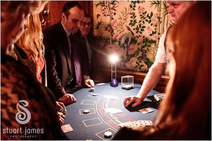 Capturing the fun of the live casino from Royale Casinos at Sandon Hall in Stafford by Stafford Reportage Wedding Photographer Stuart James