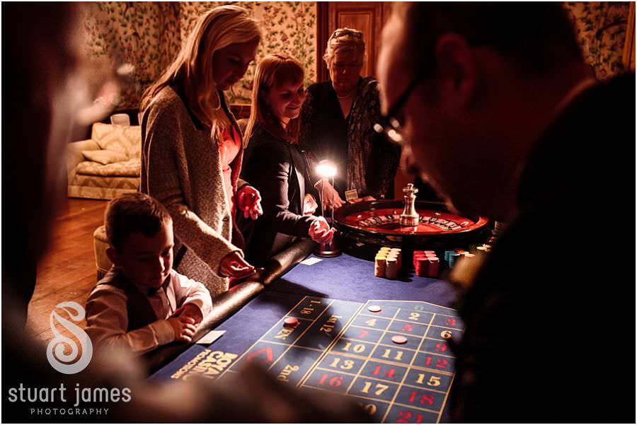 Capturing the fun of the live casino from Royale Casinos at Sandon Hall in Stafford by Stafford Reportage Wedding Photographer Stuart James