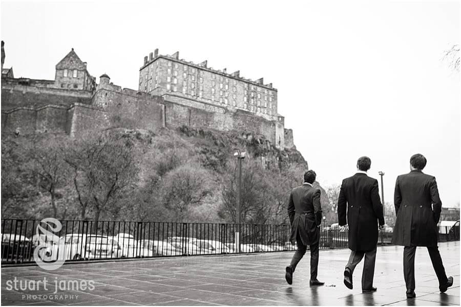 Documentary wedding photography of grooms journey to Edinburgh Castle in Edinburgh by Edinburgh Documentary Wedding Photographer Stuart James