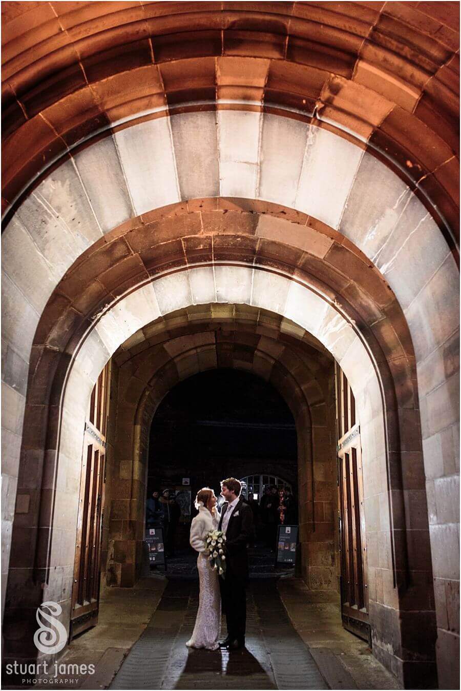 Stunning flashlit portraits at the Gate House and drawbridge at Edinburgh Castle in Edinburgh by Edinburgh Documentary Wedding Photographer Stuart James