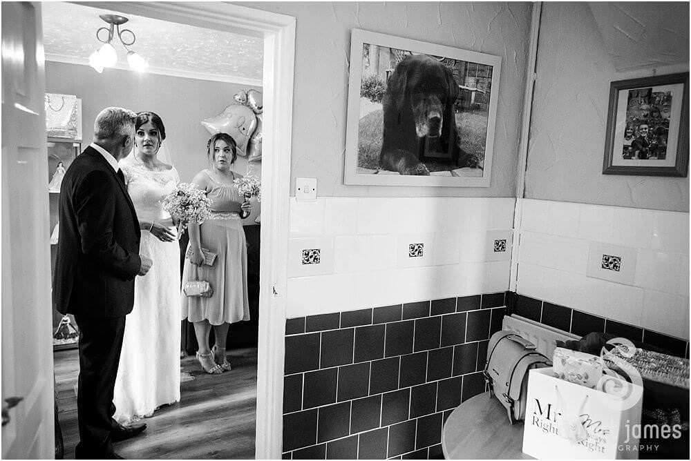 Reportage photos that show the emotion and excitement of the wedding morning at Bridal Parents House in Rugeley by Documentary Wedding Photographer Stuart James