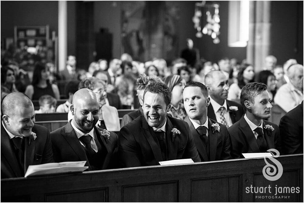 Photos that show the wedding ceremony at St Augustines Church in Rugeley by Documentary Wedding Photographer Stuart James