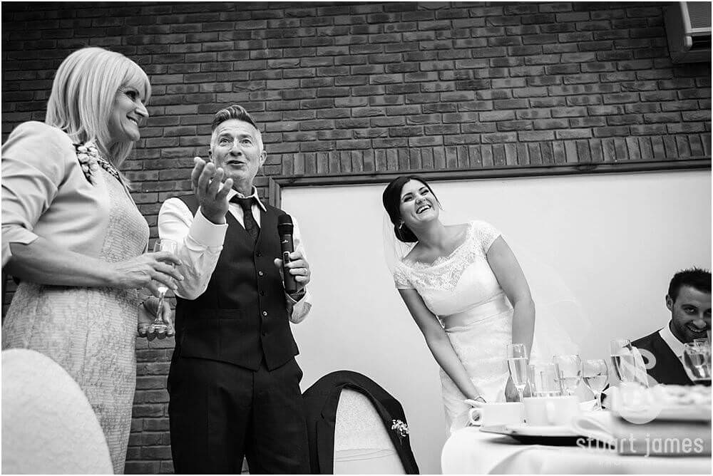 Emotional reactions to father of the bride speech at The Chase Golf Club in Cannock by Cannock Reportage Wedding Photographer Stuart James