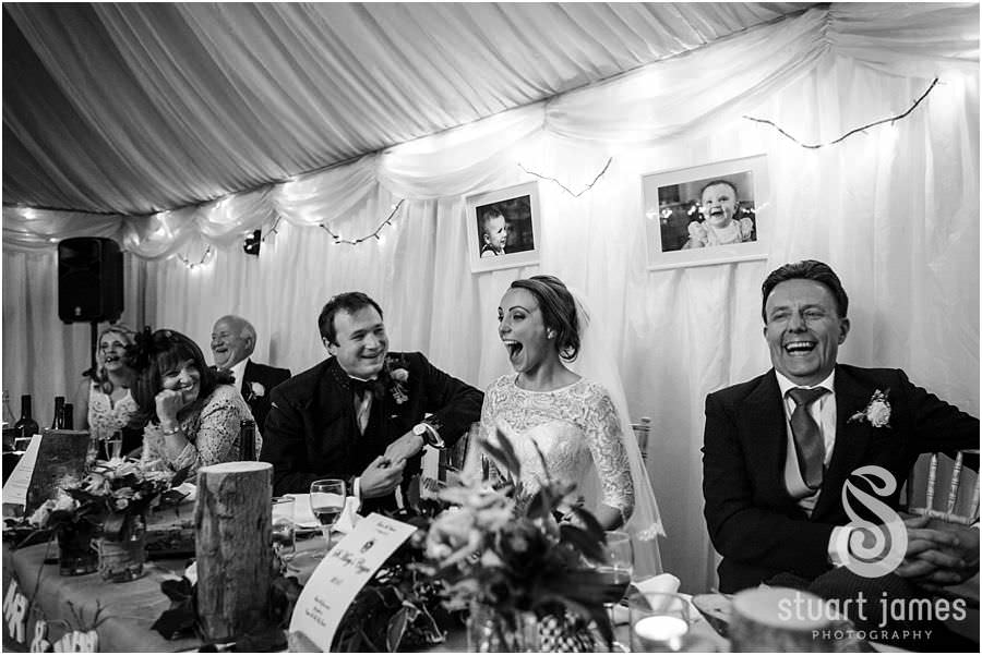 Capturing the fabulously entertaining Best Mans speech at Oxleaze Barn in Gloucestershire by Documentary Wedding Photographer Stuart James
