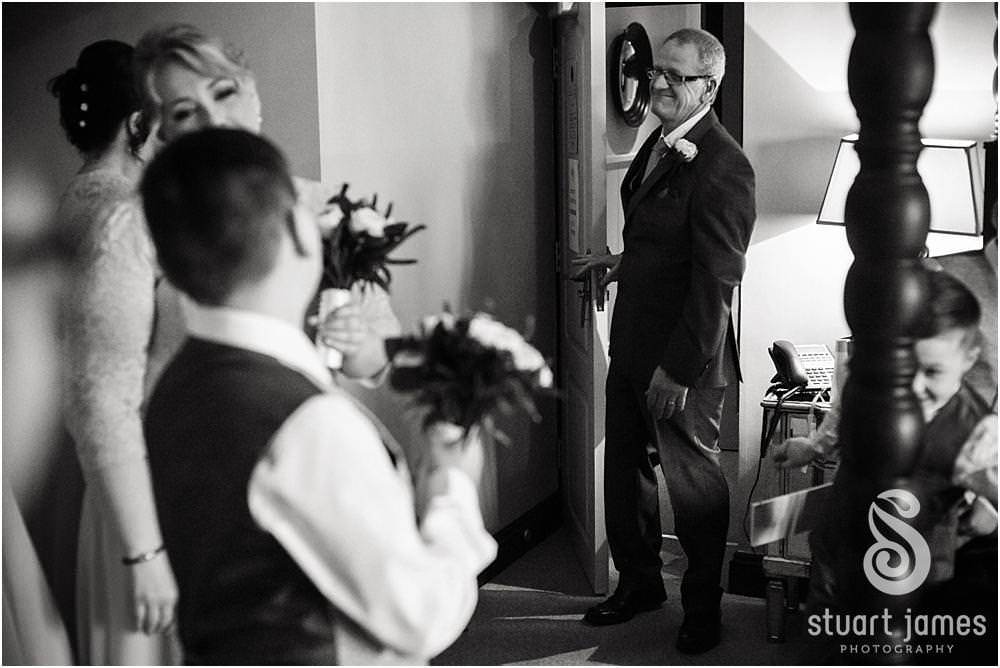 Capturing the emotion before the wedding ceremony at Weston Hall in Stafford by Documentary Wedding Photographer Stuart James