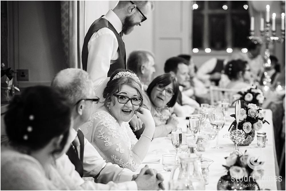 Documenting the beautiful moments during the wedding speeches at Weston Hall in Stafford by Documentary Wedding Photographer Stuart James