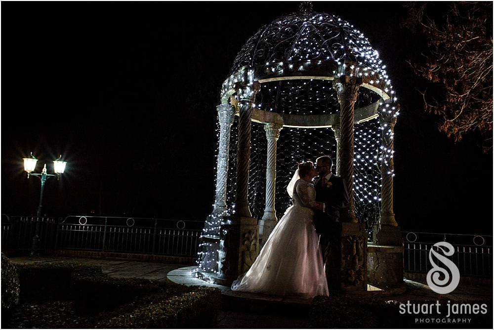 Creative modern portraits of the bride and groom in the garden at Weston Hall in Stafford by Documentary Wedding Photographer Stuart James