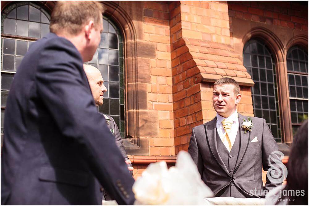 Greeting the guests as they arrive at the wedding ceremony