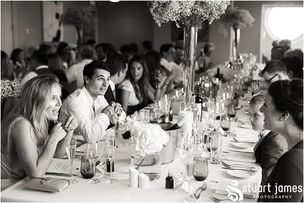 Capturing the fabulous Father of the Bride Speech and the guest reactions at Chelsea Harbour Hotel in Chelsea by Documentary Wedding Photographer Stuart James