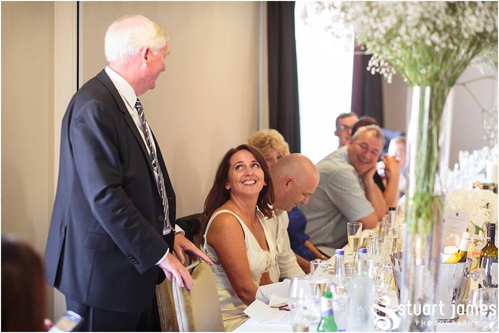 Capturing the fabulous Father of the Bride Speech and the guest reactions at Chelsea Harbour Hotel in Chelsea by Documentary Wedding Photographer Stuart James