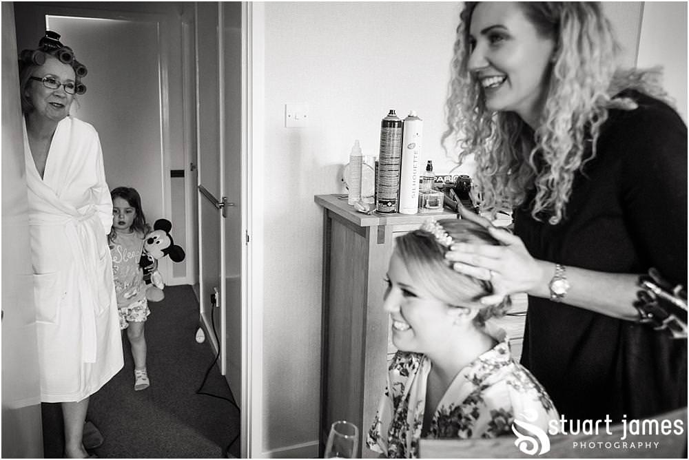 Capturing the morning preparations with Bridal Hair with the bridesmaids at the parents home