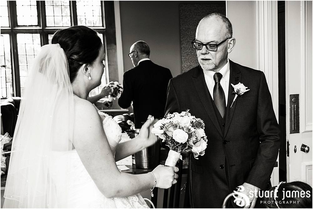 Documenting a gorgeous final moment for bride and father before the ceremony at Pendrell Hall in Codsall, Wolverhampton by Pendrell Hall Wedding Photographer Stuart James