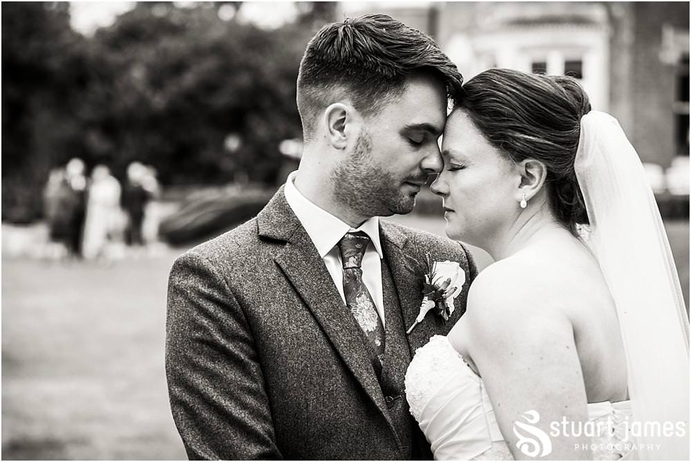 Creative natural portraits of the beautiful bride and groom around the perfect setting of Pendrell Hall in Codsall, Wolverhampton by Pendrell Hall Wedding Photographer Stuart James