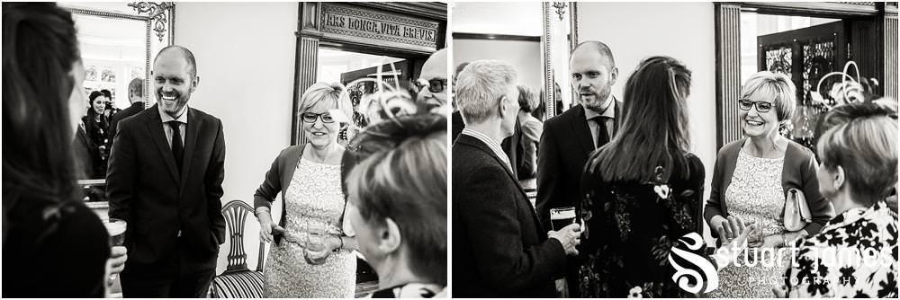 Candid photos that capture the fun the guests have during the drinks reception at Pendrell Hall in Codsall, Wolverhampton by Pendrell Hall Wedding Photographer Stuart James