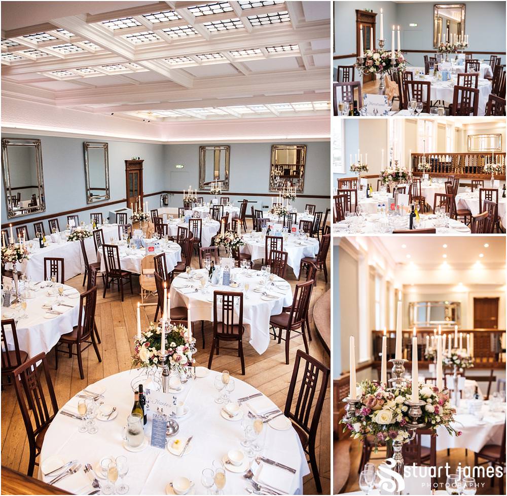 Beautiful simple styling for the wedding breakfast at Pendrell Hall in Codsall, Wolverhampton with flowers from the ever perfect Fine Flowers. Photos by Pendrell Hall Wedding Photographer Stuart James