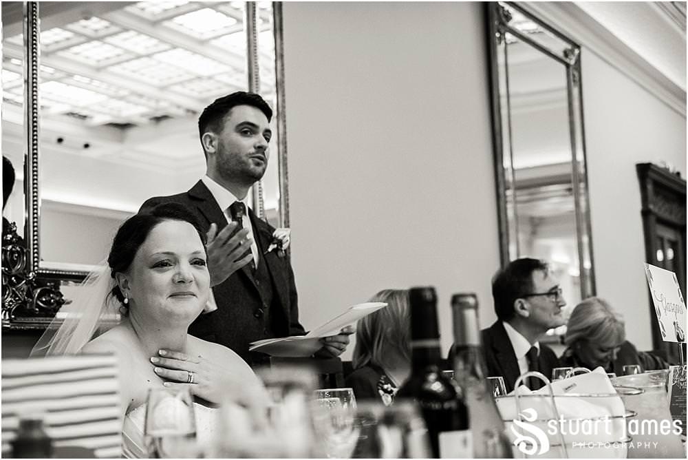 A perfect blend of emotion and entertainment, the Grooms speech was a treat to capture at Pendrell Hall in Codsall, Wolverhampton by Pendrell Hall Wedding Photographer Stuart James